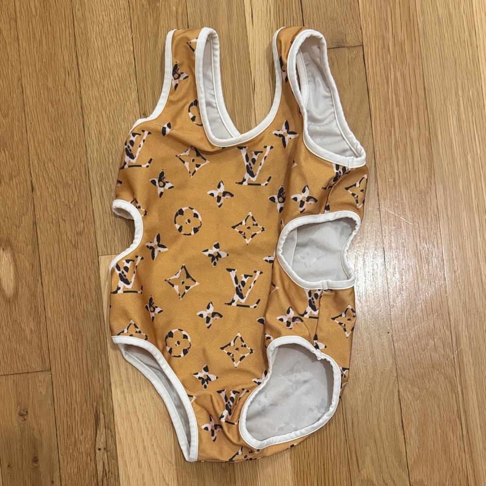 Charming Kids Bodysuit in Tan and White